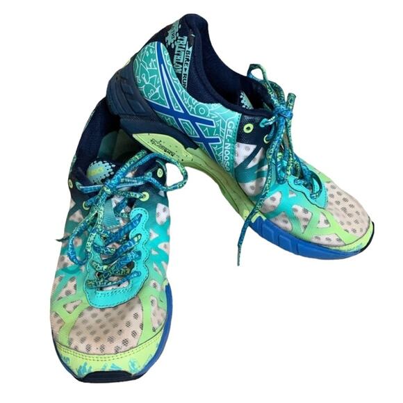Asics Gel-Noosa Tri 9 Triathlon Running Shoes Electric Blue Mint SZ 7 - Picture 1 of 11